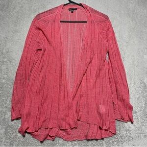 Eileen Fisher XL 95 percent linen rest silk salmon pink  cardigan delicate